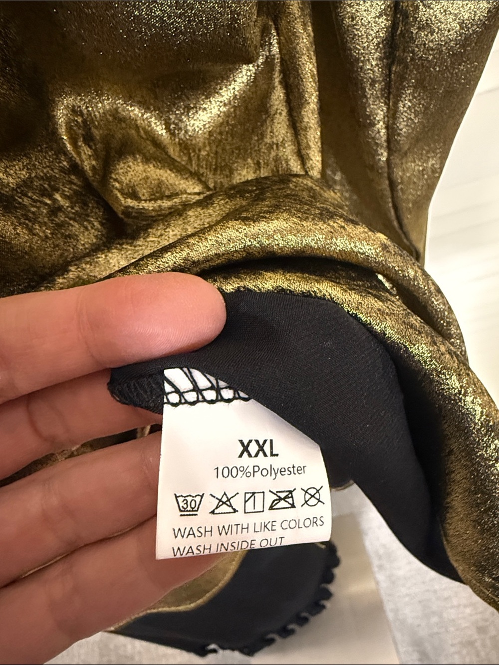Metallic Liquid Gold Shiny Button Down Blouse Shirt Plus Size 2XL Brand New - Picture 2 of 4